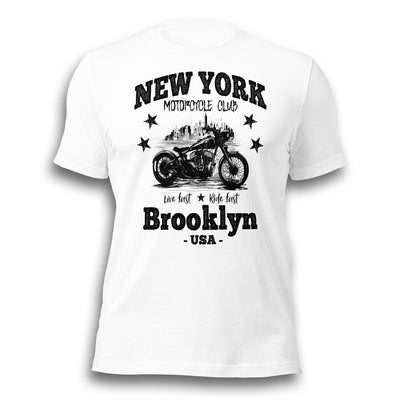 NY MOTORCYCLE CLUB BROOKLYN WHITE UNISEX T-SHIRT