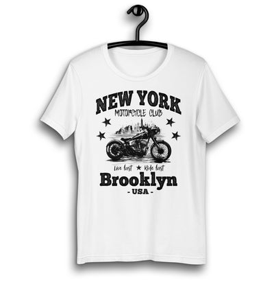 NY MOTORCYCLE CLUB BROOKLYN WHITE UNISEX T-SHIRT