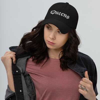 QUEENS OLD ENGLISH BLACK DAD HAT