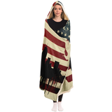 NYC SKYLINE AND AMERICAN FLAG HOODED BLANKET