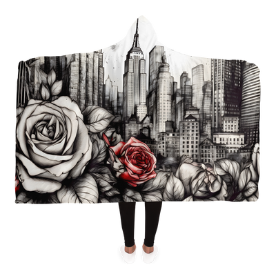 NEW YORK AND ROSES HOODED BLANKET