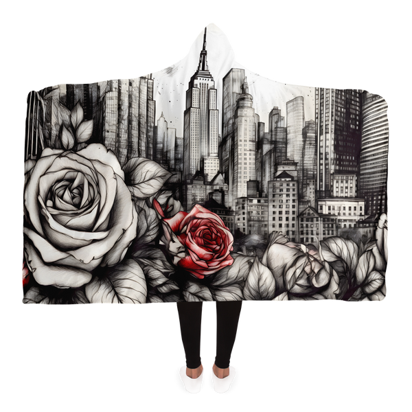 NEW YORK AND ROSES HOODED BLANKET