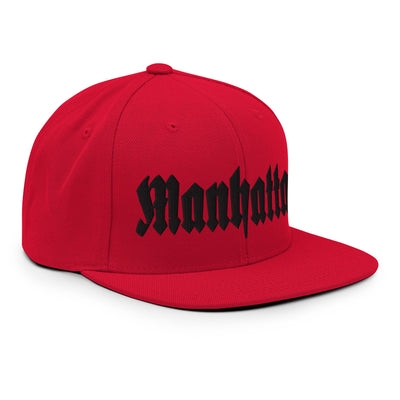 MANAHATTAN OLD ENGLISH RED SNAPBACK