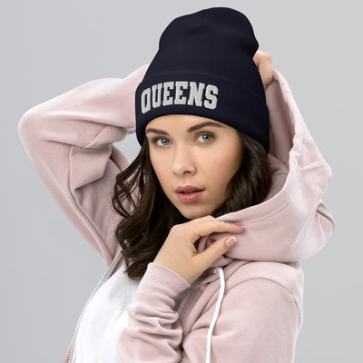 QUEENS VARSITY CUFFED BEANIE