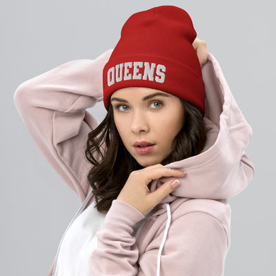 QUEENS VARSITY CUFFED BEANIE