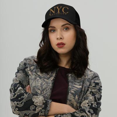 NYC BROOKLYN BLACK RETRO TRUCKER HAT