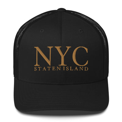 NYC STATEN ISLAND BLACK RETRO TRUCKER HAT