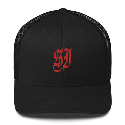 SI OLD ENGLISH BLACK RETRO TRUCKER HAT