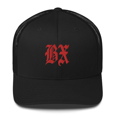 BX OLD ENGLISH BLACK RETRO TRUCKER HAT