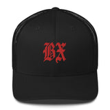 BX OLD ENGLISH BLACK RETRO TRUCKER HAT