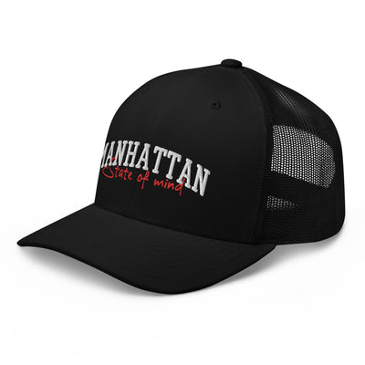 MANHATTAN STATE OF MIND BLACK RETRO TRUCKER HAT