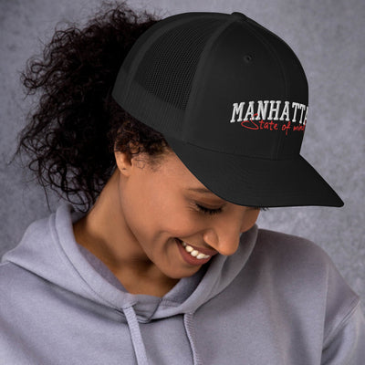 MANHATTAN STATE OF MIND BLACK RETRO TRUCKER HAT