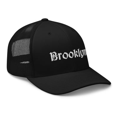 BROOKLYN OLD ENGLISH BLACK RETRO TRUCKER HAT