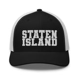 STATEN ISLAND BLACK AND WHITE RETRO TRUCKER HAT