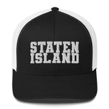 STATEN ISLAND BLACK AND WHITE RETRO TRUCKER HAT