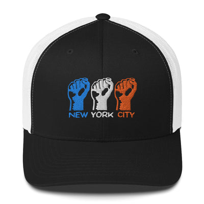 UNITED NEW YORK CITY BLACK AND WHITE RETRO TRUCKER HAT