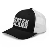 STATEN ISLAND BLACK AND WHITE RETRO TRUCKER HAT