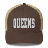 QUEENS BROWN AND KHAKI RETRO TRUCKER HAT