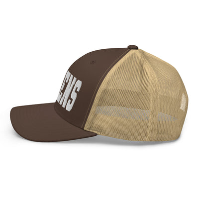 QUEENS BROWN AND KHAKI RETRO TRUCKER HAT