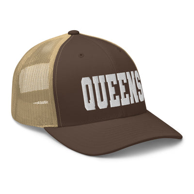 QUEENS BROWN AND KHAKI RETRO TRUCKER HAT