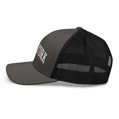 NEW YORK ATTITUDE CHARCOAL AND BLACK RETRO TRUCKER HAT