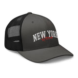 NEW YORK ATTITUDE CHARCOAL AND BLACK RETRO TRUCKER HAT