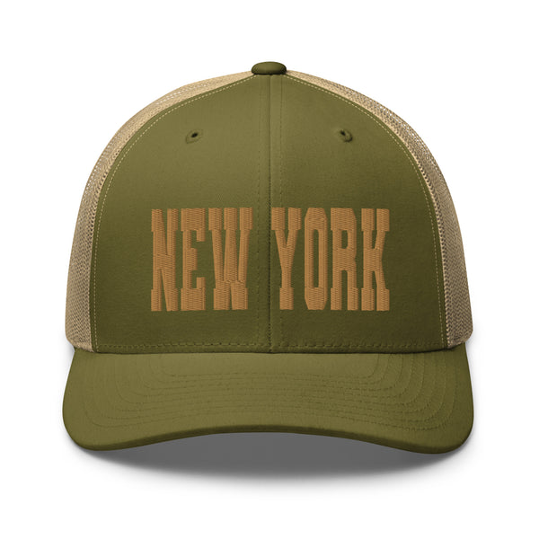 NEW YORK MOSS AND KHAKI RETRO TRUCKER HAT