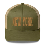 NEW YORK MOSS AND KHAKI RETRO TRUCKER HAT