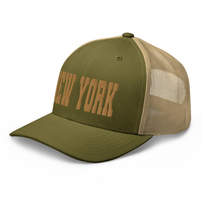 NEW YORK MOSS AND KHAKI RETRO TRUCKER HAT