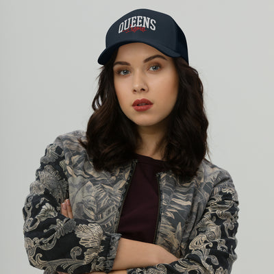 QUEENS LEGACY NAVY RETRO TRUCKER HAT