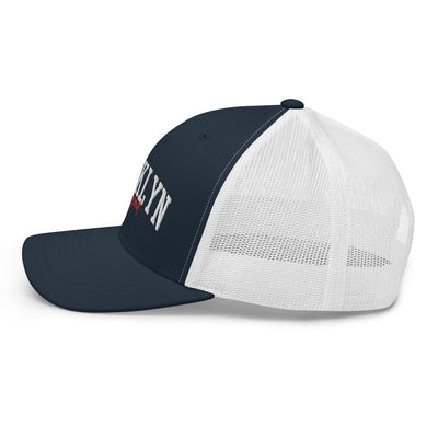 BROOKLYN LEGEND NAVY AND WHITE RETRO TRUCKER HAT