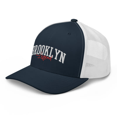 BROOKLYN LEGEND NAVY AND WHITE RETRO TRUCKER HAT