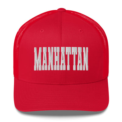 MANHATTAN RED RETRO TRUCKER HAT