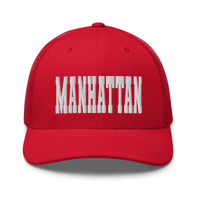 MANHATTAN RED RETRO TRUCKER HAT