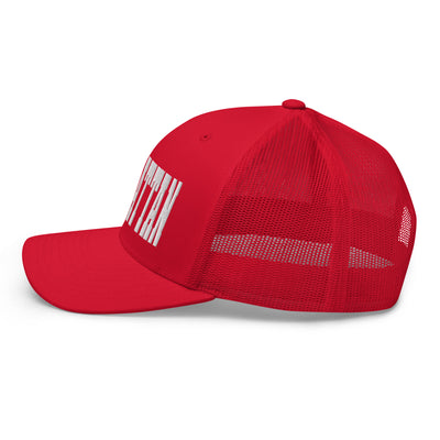 MANHATTAN RED RETRO TRUCKER HAT